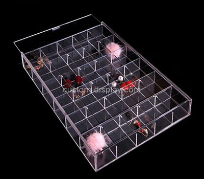 Custom 30 grids clear plexiglass sliding lid organizer box