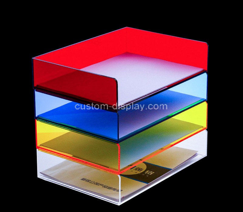 Custom acrylic tabletop stackable file holder trays