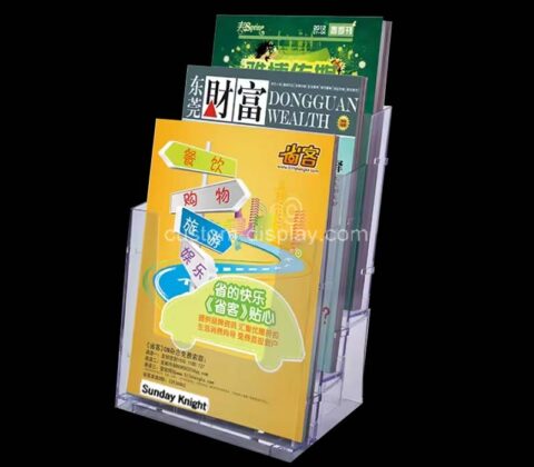 Custom wholesale acrylic 3 tiers magazine holder