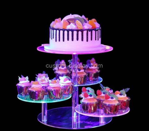 Custom acrylic birthday parties cake stand with LED light