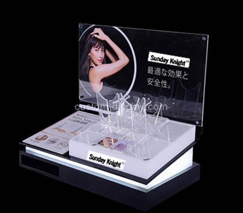 Custom wholesale plexiglass skincare display prop with LED light