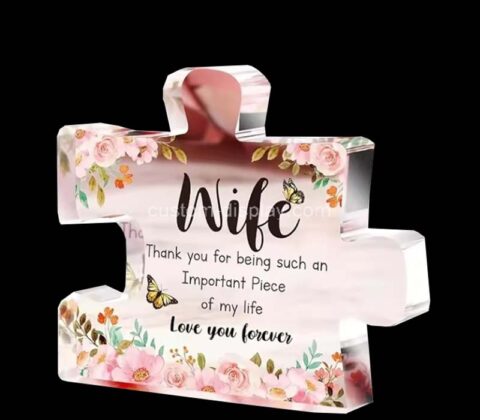 Custom wholesale laser cutting acrylic block puzzle gift for wife