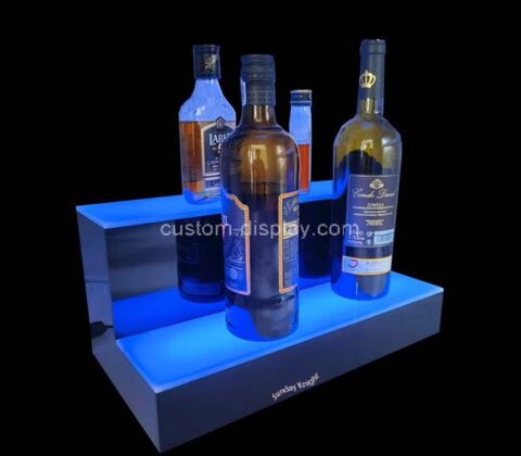 Custom wholesale acrylic 2 tiers LED wine bottle display stand