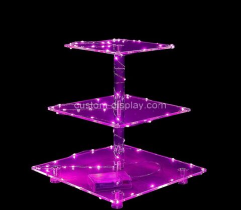 Wholesale custom acrylic 3 tiers cake LED display stands