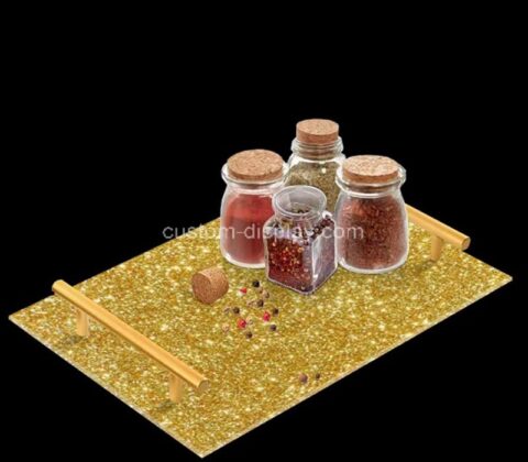 Wholesale custom gold glitter acrylic kitchen serving tray