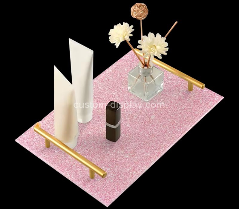 Wholesale custom pink glitter acrylic skincare serving tray