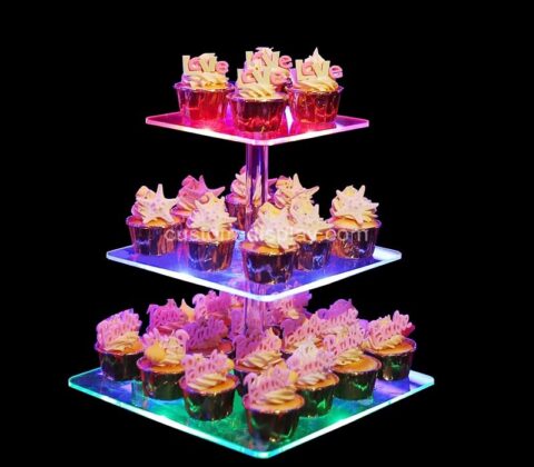 Wholesale custom acrylic 3 tiers cupcake LED stands